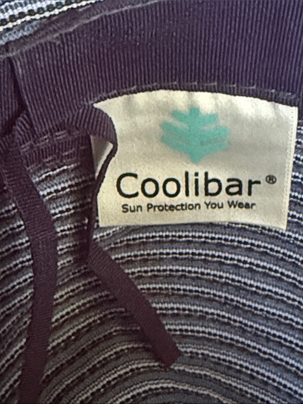 Coolibar Navy and White Striped Sun Hat with Interior Tie. UPF 50+! OS - Picture 5 of 9